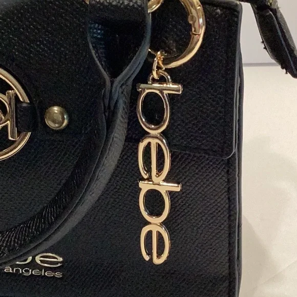 bebe Black Mini Top-Handle Satchel with Gold Hardware - Picture 4 of 6